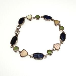 Sterling Silver and Gem Stones Bracelet 7”